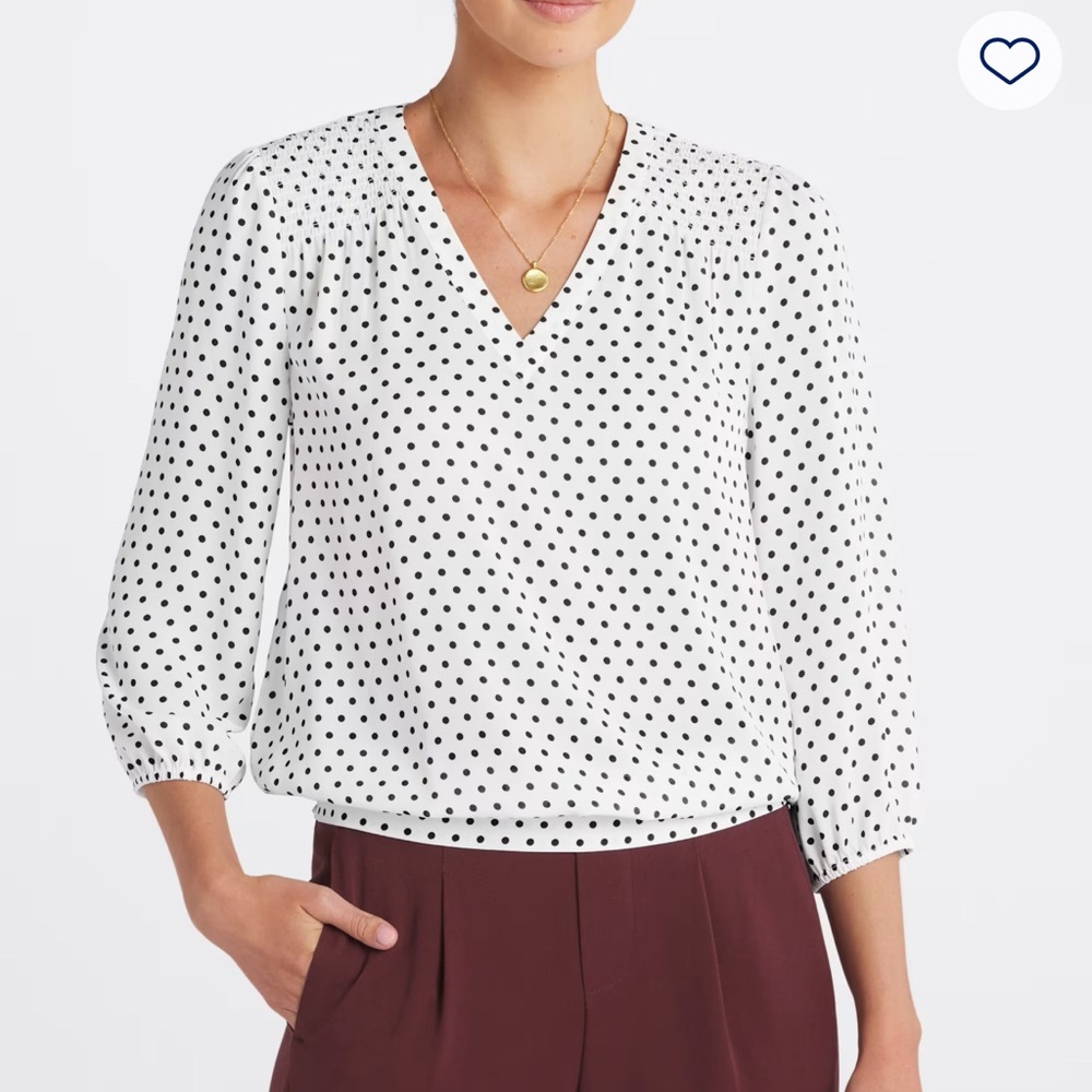 Les Serein Polka Dot V-Neck Blouse